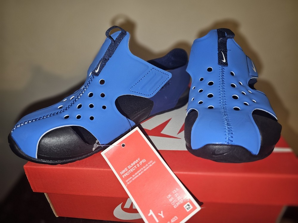 Nike Sunray Protect 2 PS Blue Sandals Kids 1Y Hook & Loop Synthetic