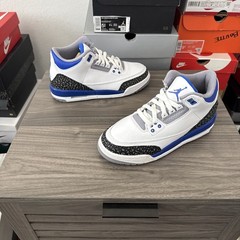 Nike Air Jordan 3 Retro Size 5Y Racer Blue White Youth Shoes