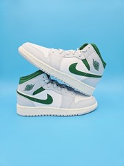 Air Jordan 1 Mid (GS) Summit White/ Pine Green Kid’s shoes DQ8423 142 New #I1