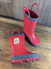Carter’s Size 5 Red Rubber Rain Boots Fire Fighter Logo Fireman Mud Play Costume