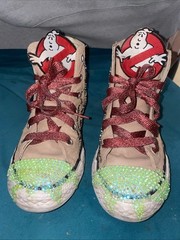CONVERSE ALL STAR CHILD SIZE 13 CUSTOM RHINESTONES GHOSTBUSTERS SHOES *💎👻🚫