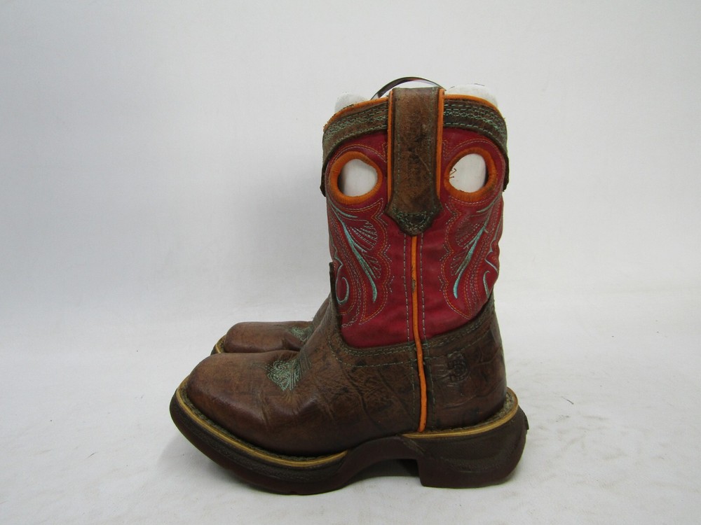 Durango Youth Sz 9 M Pink Brown Leather Buckaroo Cowboy Western Boots