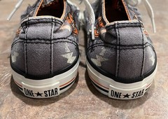 Converse One Star Low Youth Junior Size 1 Gray Canvas Skull Walking Shoes