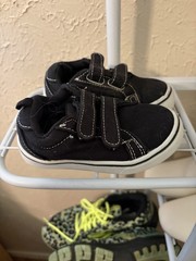 Wonder Nation Unisex Kids US 7 Black Hook & Loop Memory Foam Fabric Sneakers