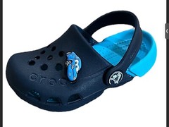 Crocs Kid’s Size 6 Toddler Electro Classic Clog Navy & Blue Shoe With Cars Charm