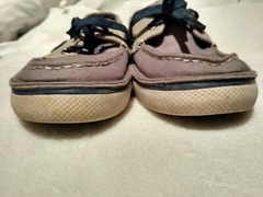 Sperry Top-Sider CRUZ – size 1M / 32.5 EUR – Grey leather trim, light blue canva