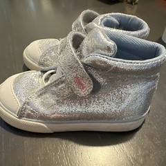 See Kai Run Basics High Top Hook & Loop Sneakers Silver/White/Blue size 8