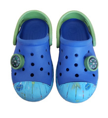 Crocs Bump It Clog Kids Size C8 Blue/Green Cap Toe Water Sandals shoes Compass