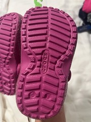 Crocs Classic Glitter Lined Kids Clogs Pink Size C7