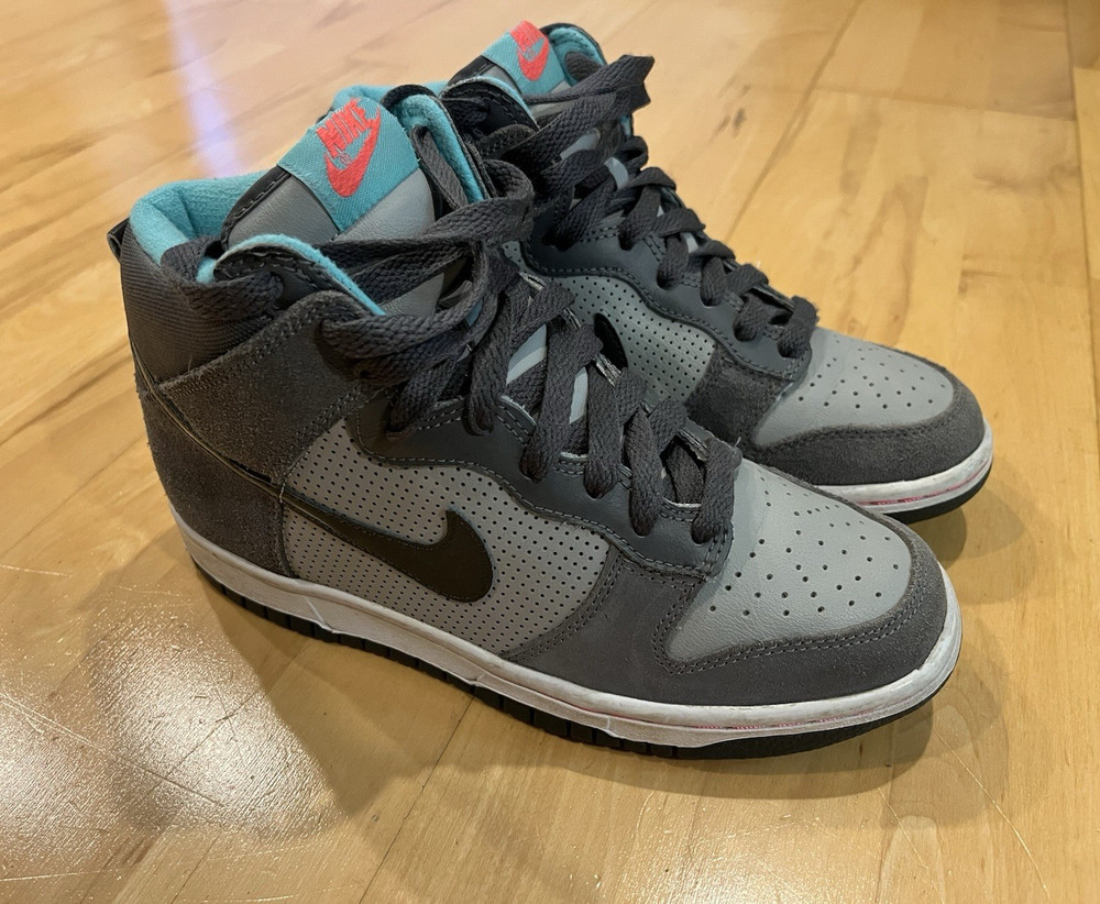 Nike Dunk High Top Sneakers Youth 5Y Gray/Black/Teal 308319-025
