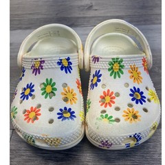 Crocs Toddler C5 Classic Clog White Multi Color Daisy Floral Print 207345