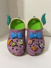 Crocs x The Simpsons Krusty Classic Clog J5 Kids Purple Green w/ Jibbitz No Box
