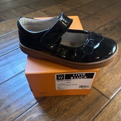 Livie & Luca Ruche Classic Mary Jane Black Patent Leather 1Y Ruffle L11117