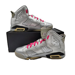 Sz 7 (GS) Jordan 6 Retro GG Mid Valentines Day Metallic Silver/Vivid Pink (399)