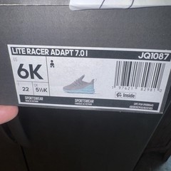 adidas Lite Racer Adapt 7.01 Mesh Slip-On Sneakers Light Gray Blue Kids 6k New