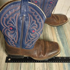 Ariat Quickdraw Brown Blue Red Leather Western Boots Kids 4.5 Cowboy Rodeo USA