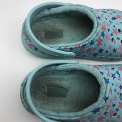 Crocs child sz 11 star classic clogs blue lined slip on