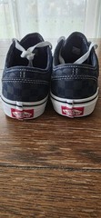 Vans Off The Wall Authentic Checkered Navy On Gray Youth Size 3.5 Checker Shoes