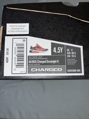 NIB Under Armour Kid Shoes Charged Scramjet Black Red Size 4.5 (GS) #school