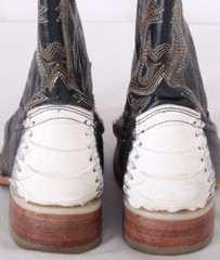Donaldo Snakeskin Pointed Toe Thick Stitched Black Cowboy Western Boots Kid’s 11
