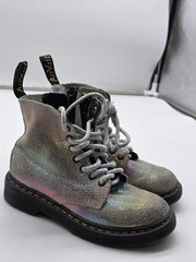 Dr. Martens 1460 Pascal J Boots Kids Size 12 Silver Glitter Combat Damage