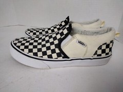 VANS Classic Slip On White/Black Checkered Canvas Skate Shoes Youth 5