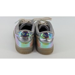 Nike Dunk Low Silver Iridescent Holographic Grid Sneakers Shoes 3Y Kids
