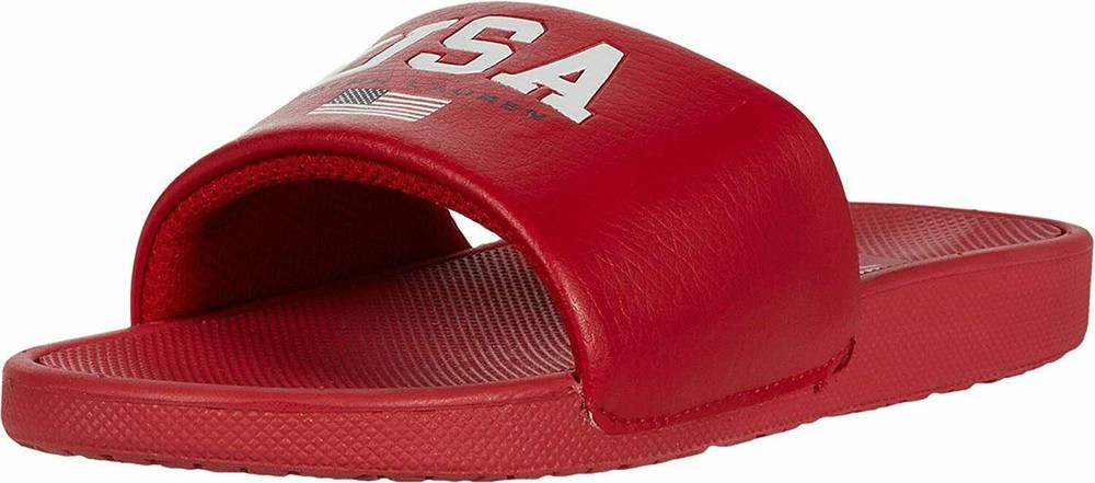 Size 2y Slides Polo Ralph Lauren Flip Flops Boys Little Kid Red USA Flag NEW BOX