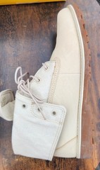 Timberland Kids Leather Fold-Down Ankle Boots Beige Lace-Up US 7 EU 40