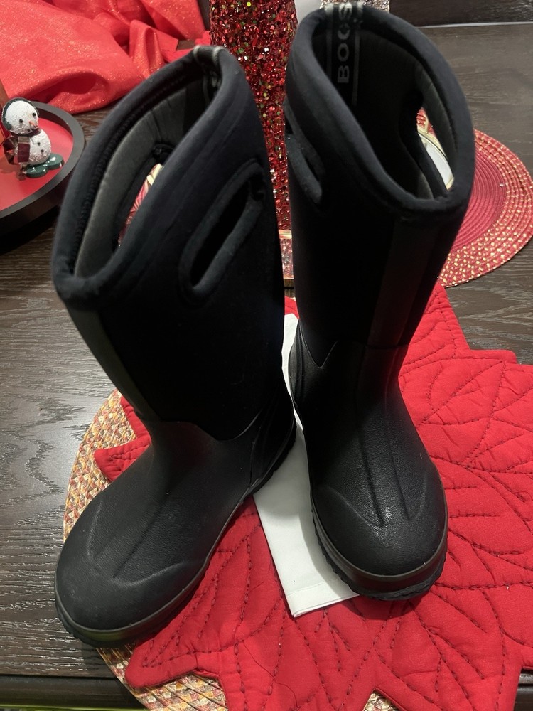 Bogs Boots Youth 13 Classic High Handles Pull On Midcalf 52065-001 Black Fabric