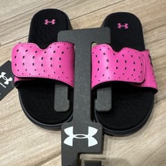 Under Armour UA G Ignite Pro SL Slide Sandals Black Pink Unisex Kids 3Y