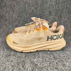 Hoka One One Clifton 8 Shoes Youth Size 4.5 Beige Mesh Running Athletic Sneakers