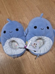 Squishmallows Kids Slippers, Samir the Whale, sz 13-1, Blue, Slip-On NWT