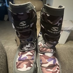 HOBIBEAR Unisex Kids 8 Gray Camo Snow Boots Faux Fur Lined Round Toe