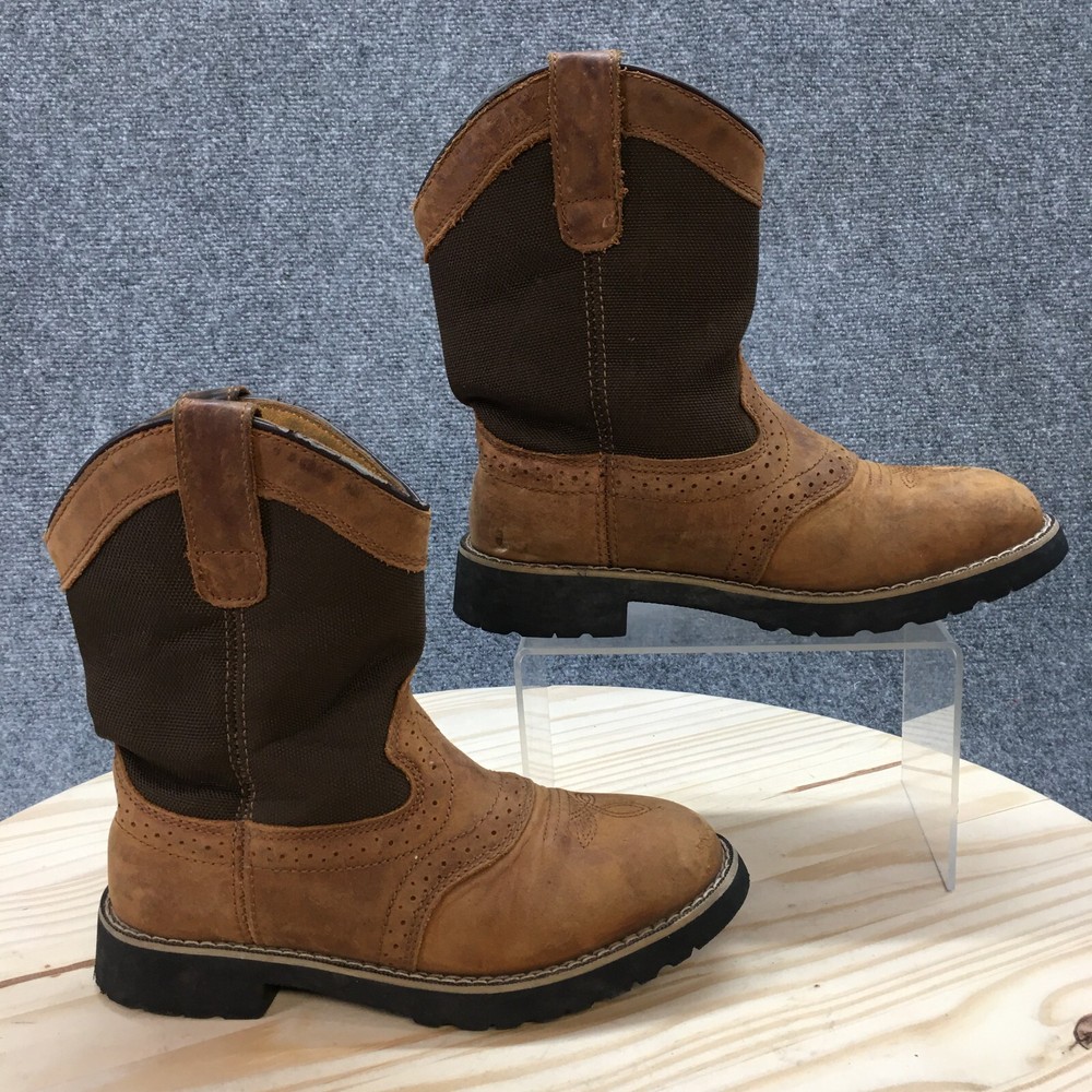 Itasca Boots Youth 4 Buckaroo Western Cowboy Brown Leather Pull On Block 5027030