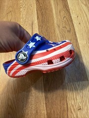 Crocs Classic Clogs American Flag Patriotic size C4 C-4 Toddler / Baby EUC
