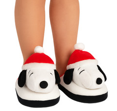 Peanuts Snoopy 3D Christmas Scuff Slippers Toddler 9/10 Plush Santa Slip-Ons New