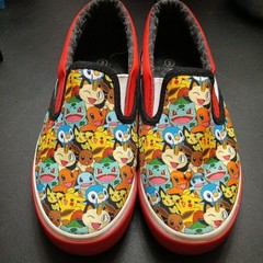 Ground UP Pokemon PIKACHU Slip-On Canvas Sneaker Shoes Unisex Youth Size 2 EUC!!