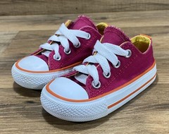 Converse Chuck Taylor All Star Double Tongue Raspberry Orange Boys Girls 4 EUC