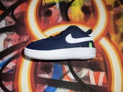 Nike Force 1 Crib Baby Booties Navy White Unisex Shoes Sneakers Size 4C Bin 11
