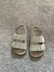 Zara Kids Sandy Brown Strap Leather Sandals Summer Casual Dress Up Size 21