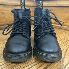 Dr. Martens 1460 Black Leather Lace Up Side Zip Boots Kids Unisex Size 9US