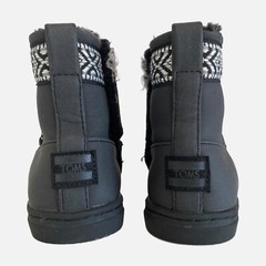 TOMS Alpine Ankle Boots Toddler 9 Gray Black Faux Fur Lining Fall Winter Aztec