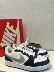 Nike Court Borough Low Recraft GS Kids 3.5Y White Midnight Navy Metallic Silver