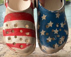 Crocs Youth Kids Clog Shoe Classic American Flag Red White Blue Stars 13 13C