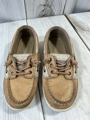 SPERRY TOP SIDER SHORESIDER LEATHER BOAT SHOES CHILDREN 3M TAN CASUAL BOATING