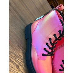 Art Class Combat Boots Kids Size 5 Pink Kayden Iridescent Lug Sole Zip Up