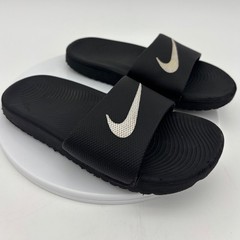 NIKE Boys Slides Toddler Black White Swoosh Kids Sandals Kawa Shoe Beach 12 Pool
