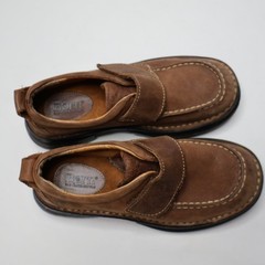 Born Kids Brown Leather Shoes Hook & Loop Loafers Size 1 / 32.5 Comfort Outdoor