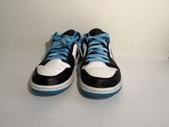 Jordan Air Jordan 1 Low GS US 9 Blue/Black/White Leather Lace-Up Sneakers